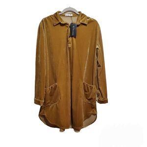 R.Vivimos Women Velvet Long Sleeve Pocket Casual Mini Shirt Dress Large